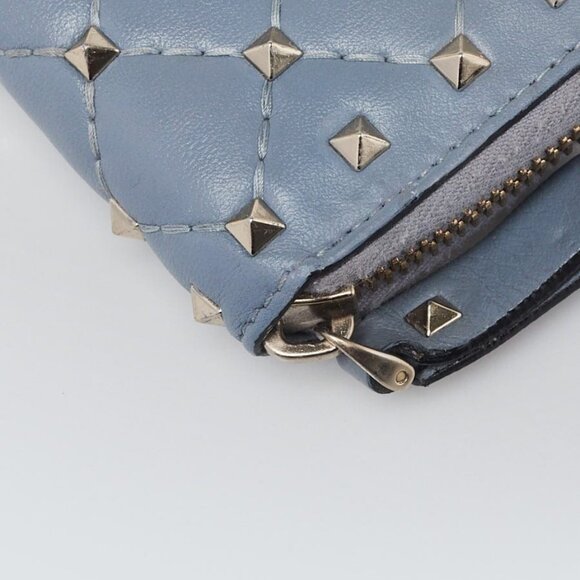 Valentino Blue Quilted Leather All Over Rockstud Zippy Wallet - Picture 3 of 9